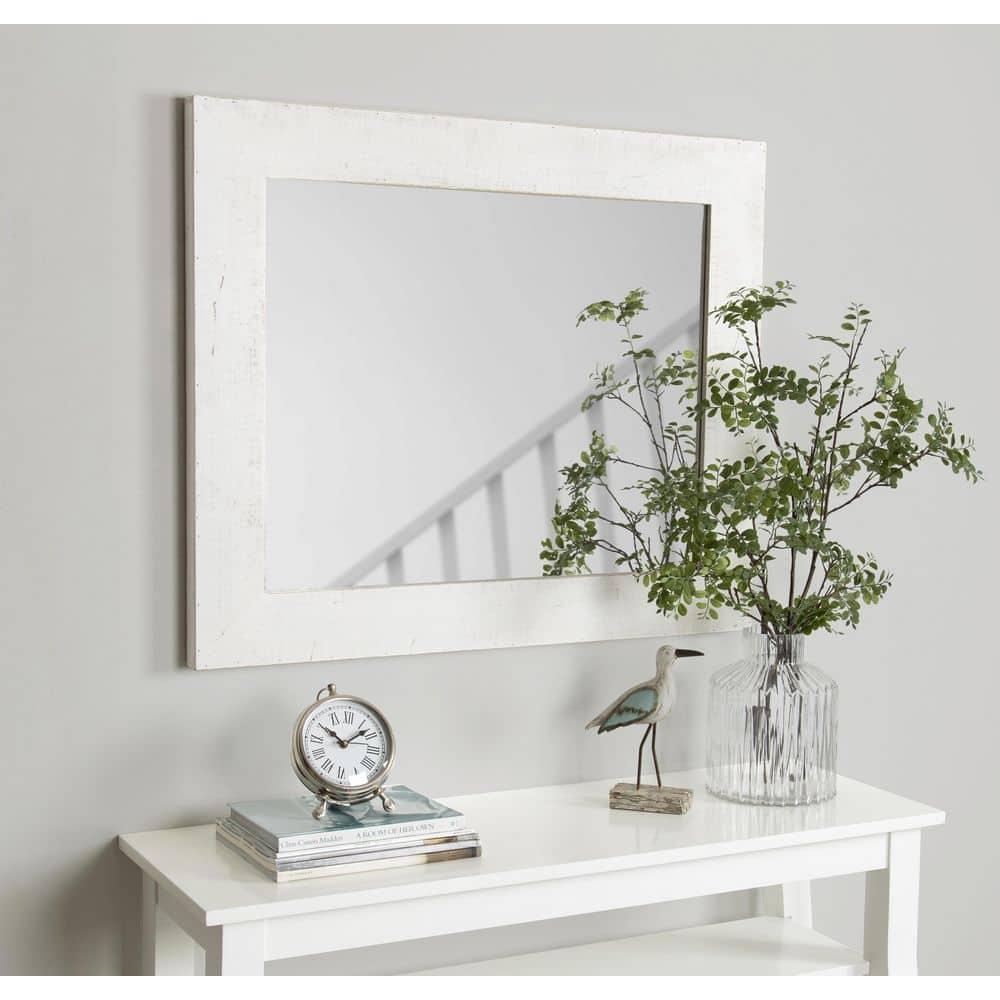 30" x 36" Garvey Wood Framed Wall Mirror White - Kate and Laurel: Modern Rectangle, No Assembly, Wall Mount