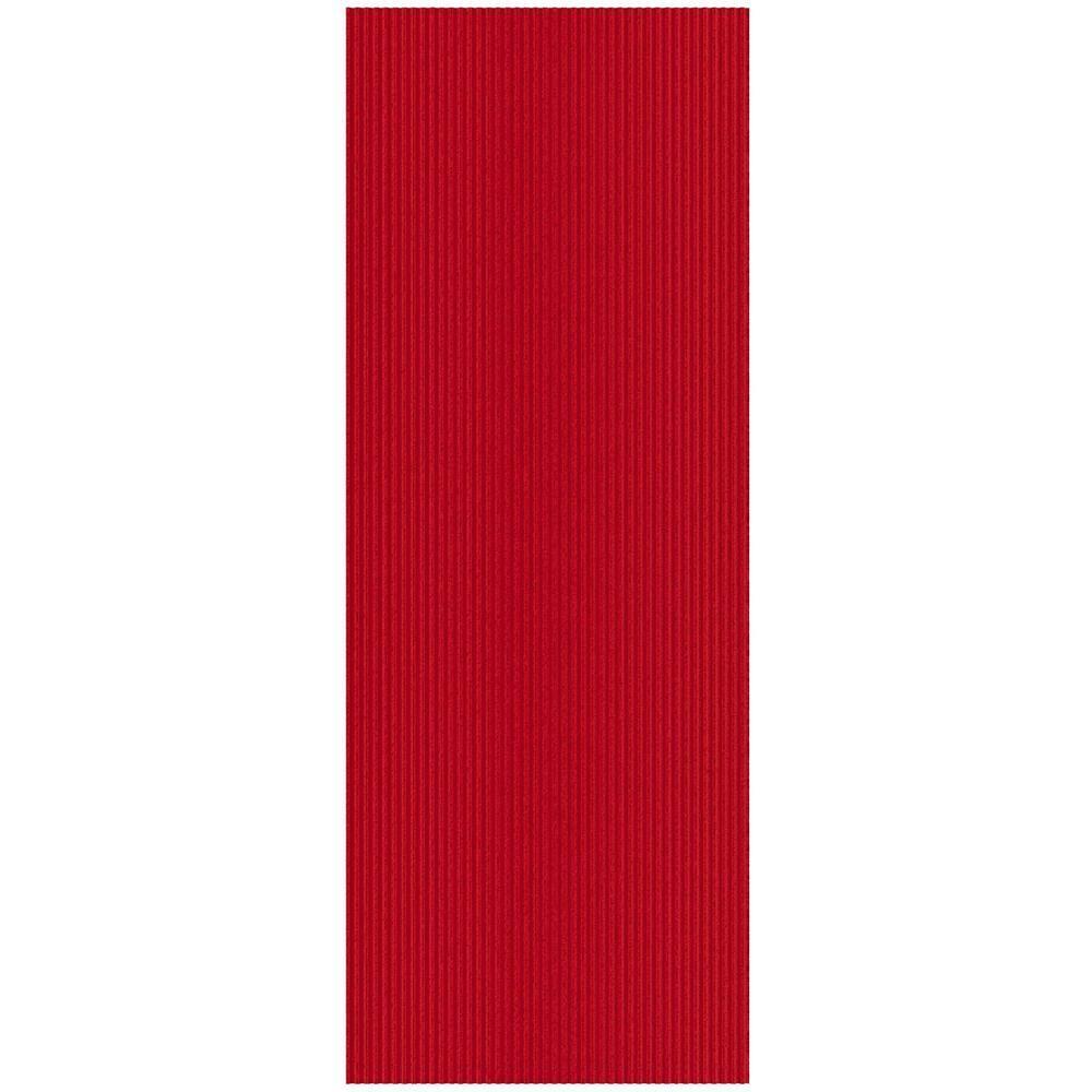 Ottomanson Hallway Runner Waterproof Non-Slip Rubberback 2x6 Indoor/Outdoor Utility Rug, 2' x 6', Red