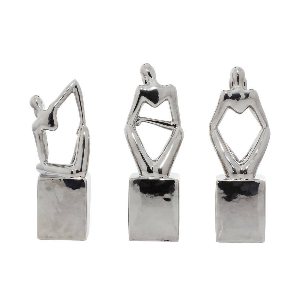CosmoLiving by Cosmopolitan Porcelain Ceramic Sitting Thinker People Decorative Sculpture Set