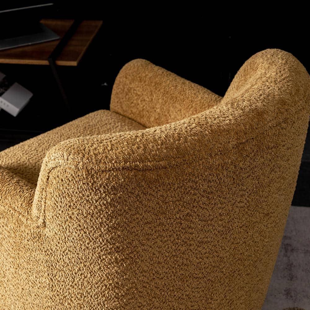 32" Wide Upholstered Swivel Armchair Camel - Kinwell: No Assembly, Pine Frame, Polyester
