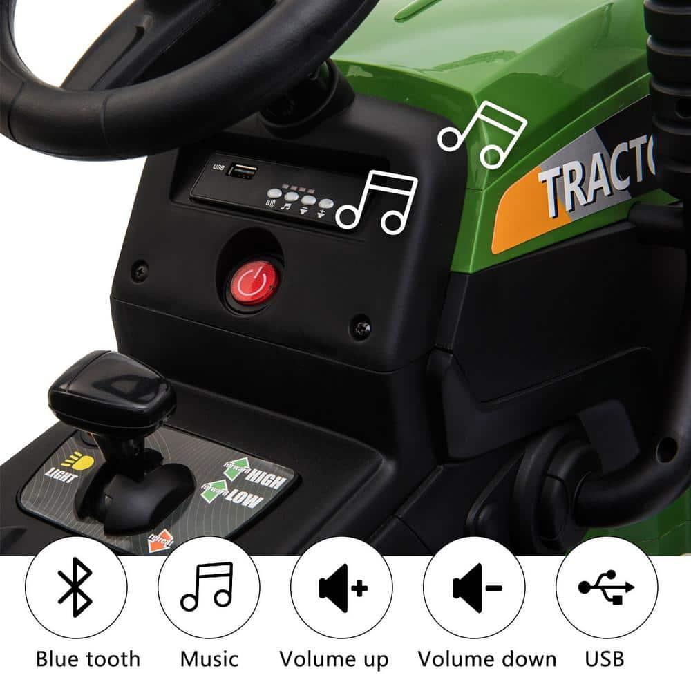 Veryke 35W / 12V Kids Ride On Tractor, Electric Car Toy with Bucket - Green