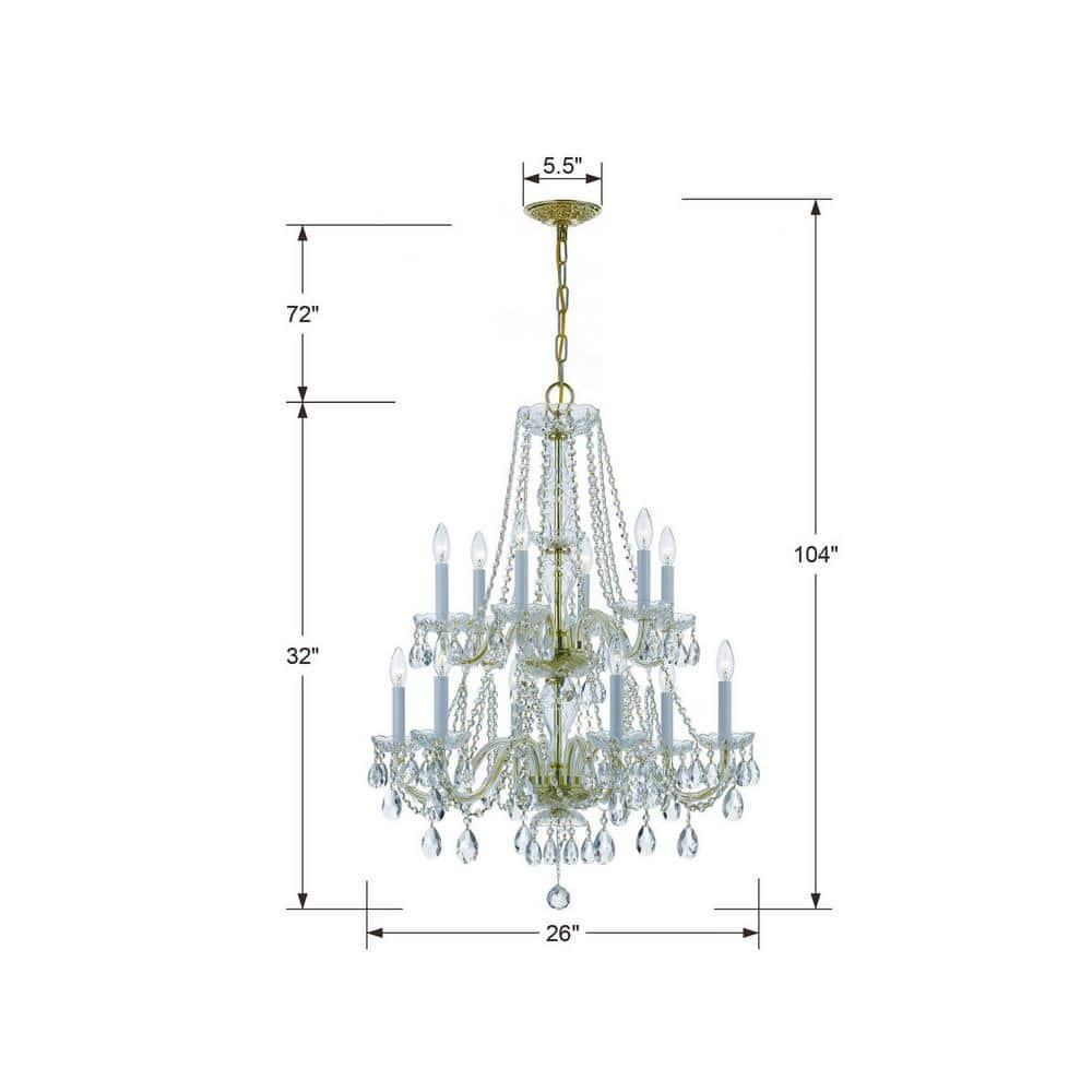 Crystorama Lighting Traditional Crystal 12 - Light Chandelier in  Polished Brass