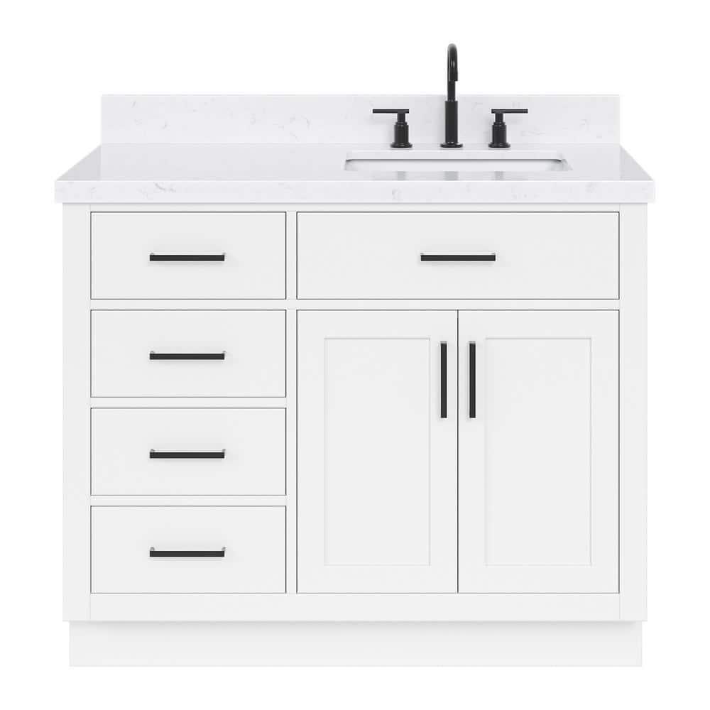 Ariel T042srcqrvo Hepburn 42" Free Standing Single Basin Vanity Set - White