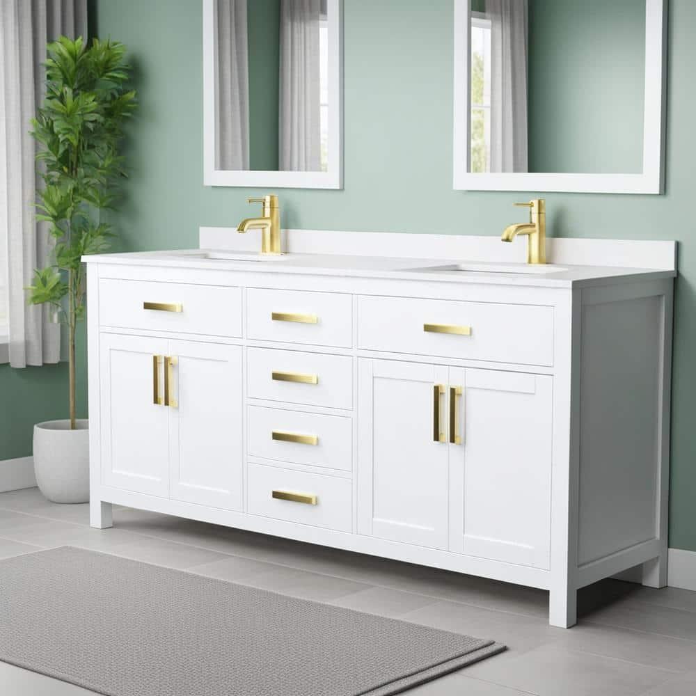 Beckett 72" Freestanding Double Bathroom Vanity with Cultured Marble Top