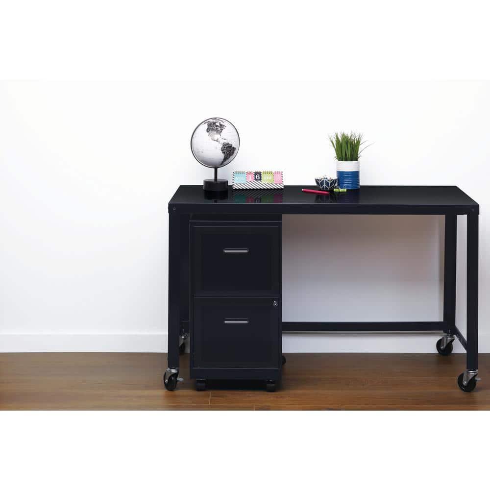 Hirsh Industries Space Solutions File Cabinet on Wheels 2 Drawer - Black: Steel Vertical Storage, Office Supplies, 26.7" Height