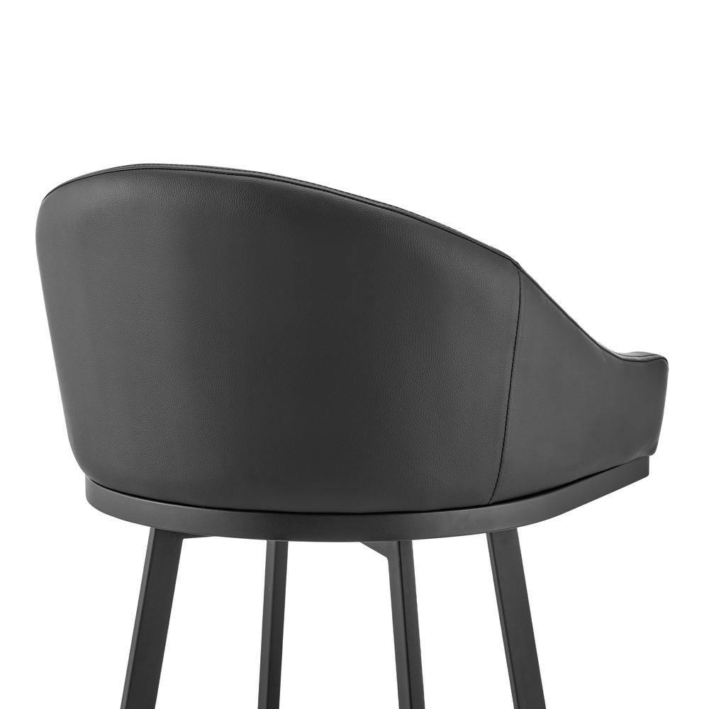 Armen Living Noran 25.5" Swivel Metal & Faux Leather Counter Stool in Black