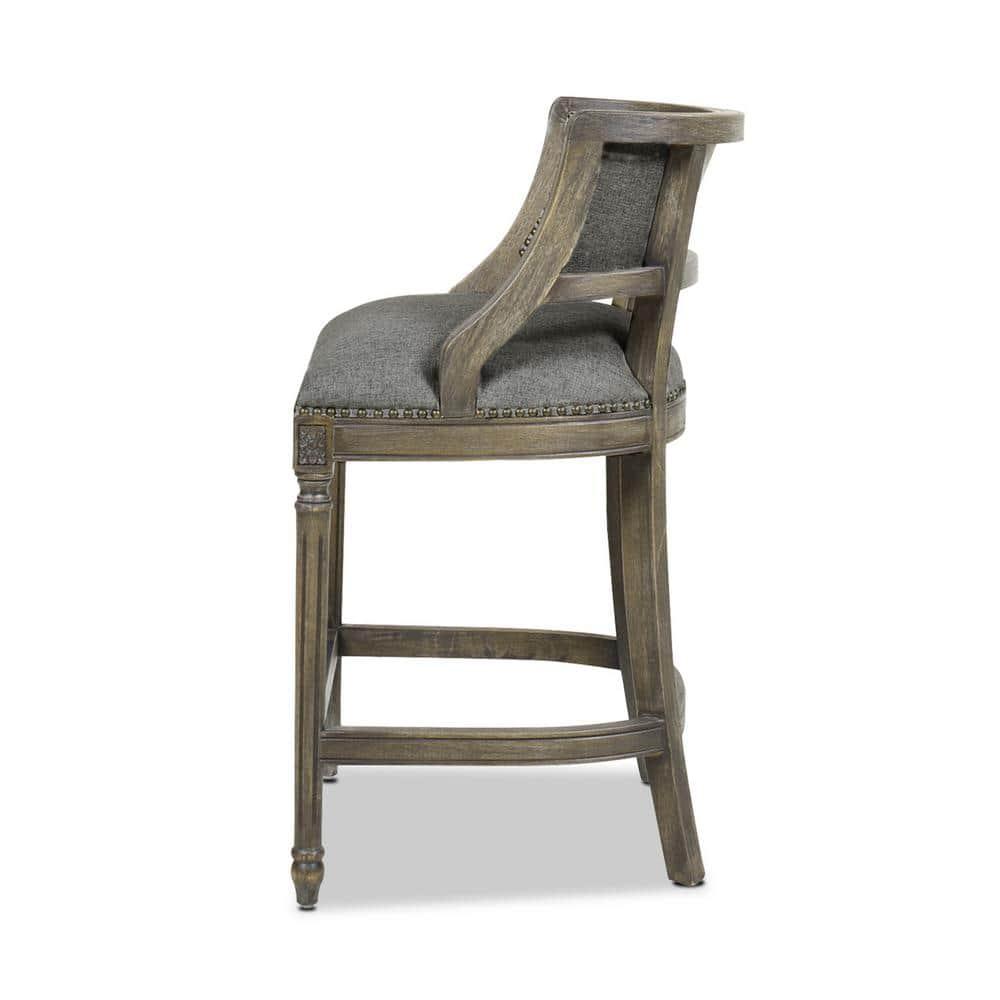 Jennifer Taylor Home Paris 26.5" Counter Bar Stool Dark Heathered Grey Linen