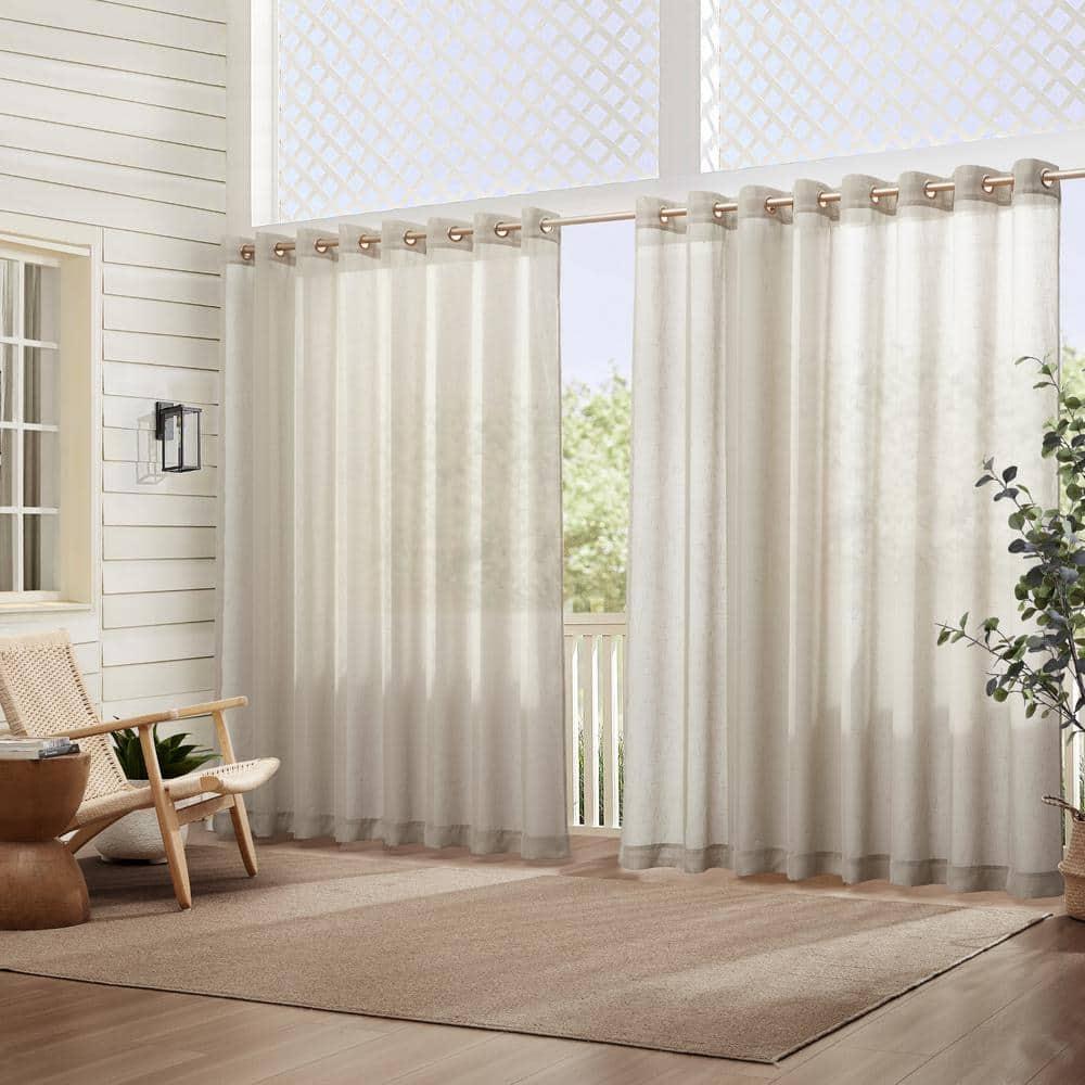 Carmen Sheer Extra Wide Indoor/Outdoor Single Window Curtain for Patio, Porch, Cabana - 114x84 - Natural - Elrene Home Fashions