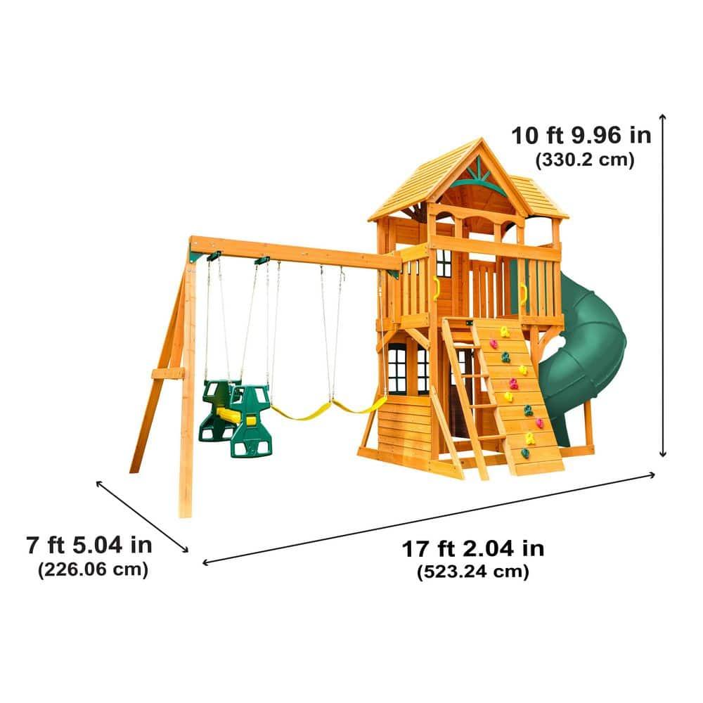 KidKraft KidKraft Boulder Station Wooden Swing Set / Playset with Tube Slide
