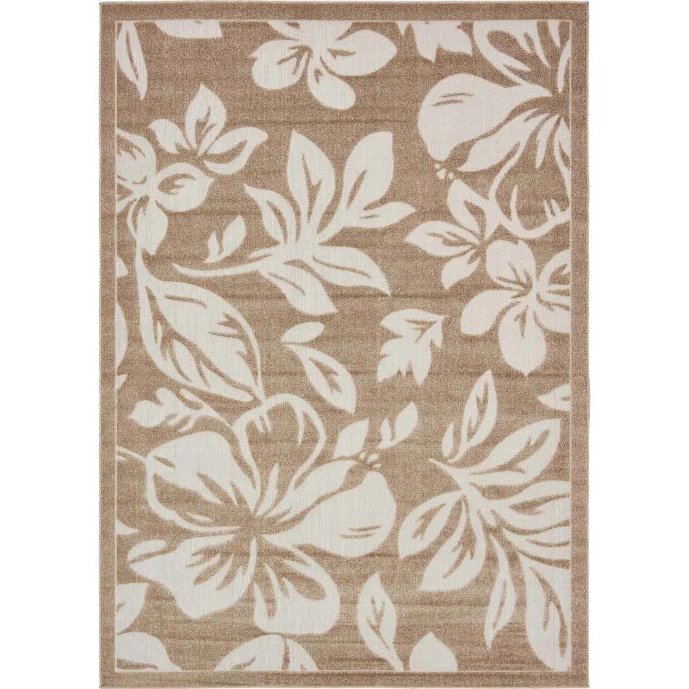 Unique Loom 7' 1 x 10' 0 Beige Outdoor Botanical Jacksonville Area Rug