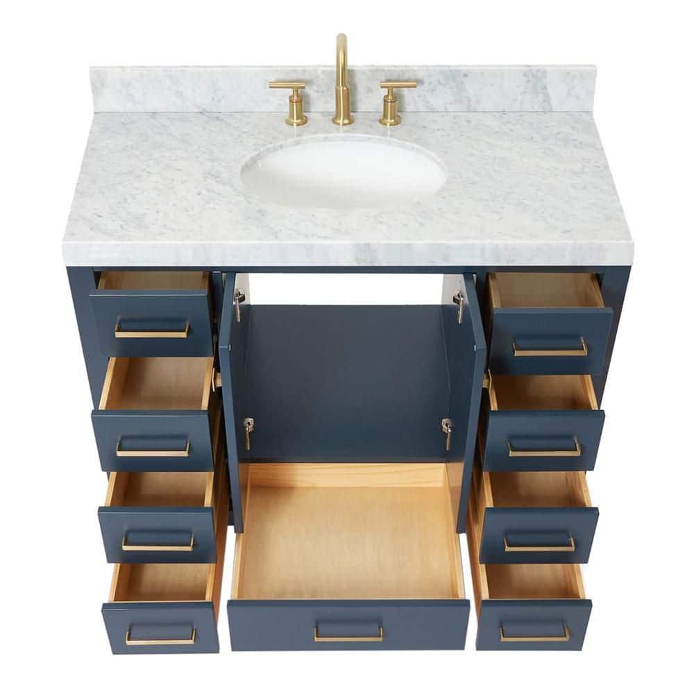 Cambridge 42'' Single Bathroom Vanity with Carrara Marble Top