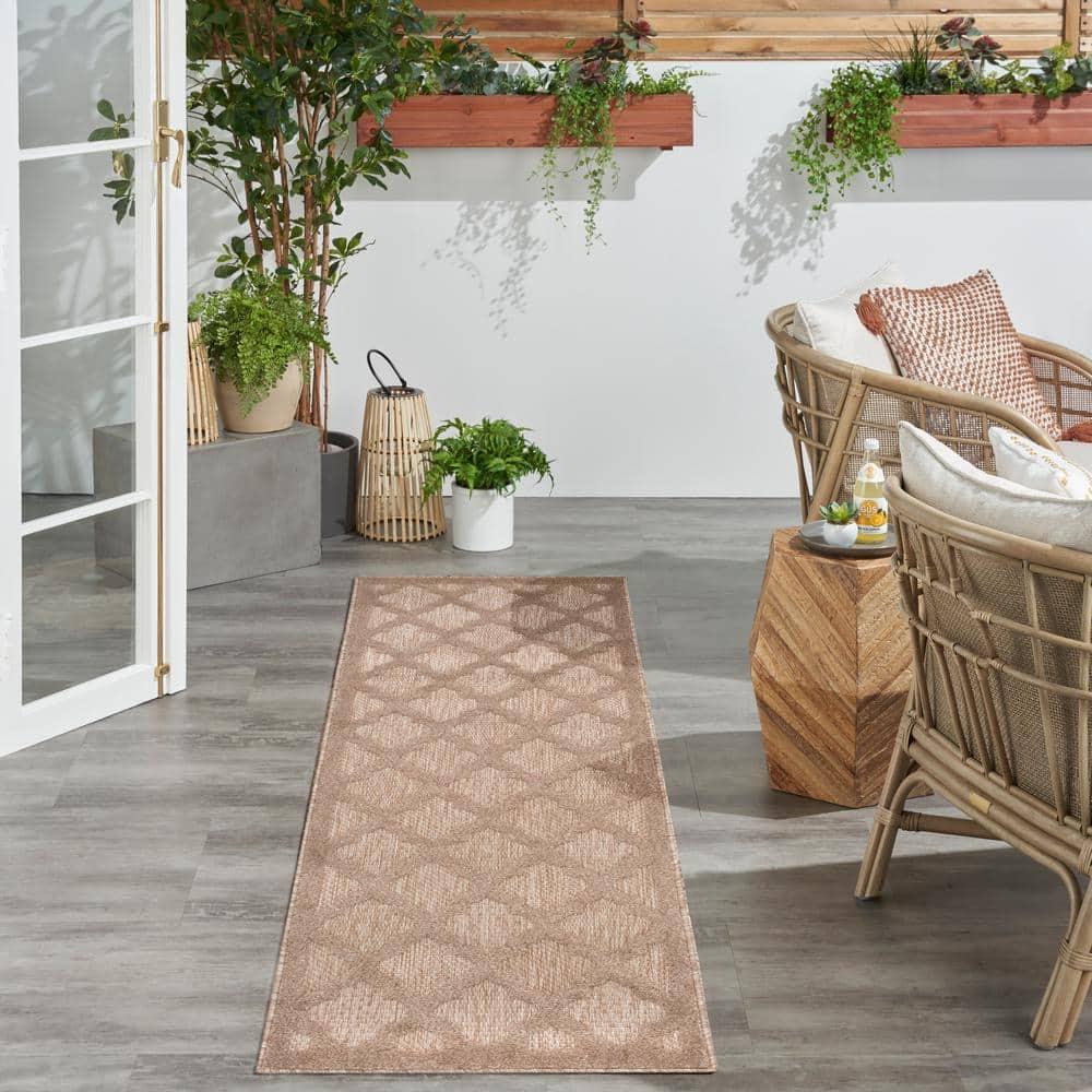 Nourison Trellis Outdoor Runner Rug Natural Beige 2' x 6'