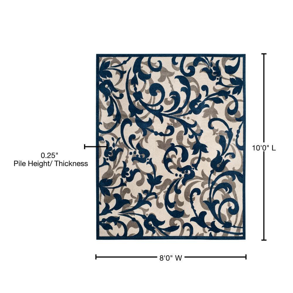 SAFAVIEH Amherst Millard Floral Area Rug, Ivory/Navy, 8' x 10'