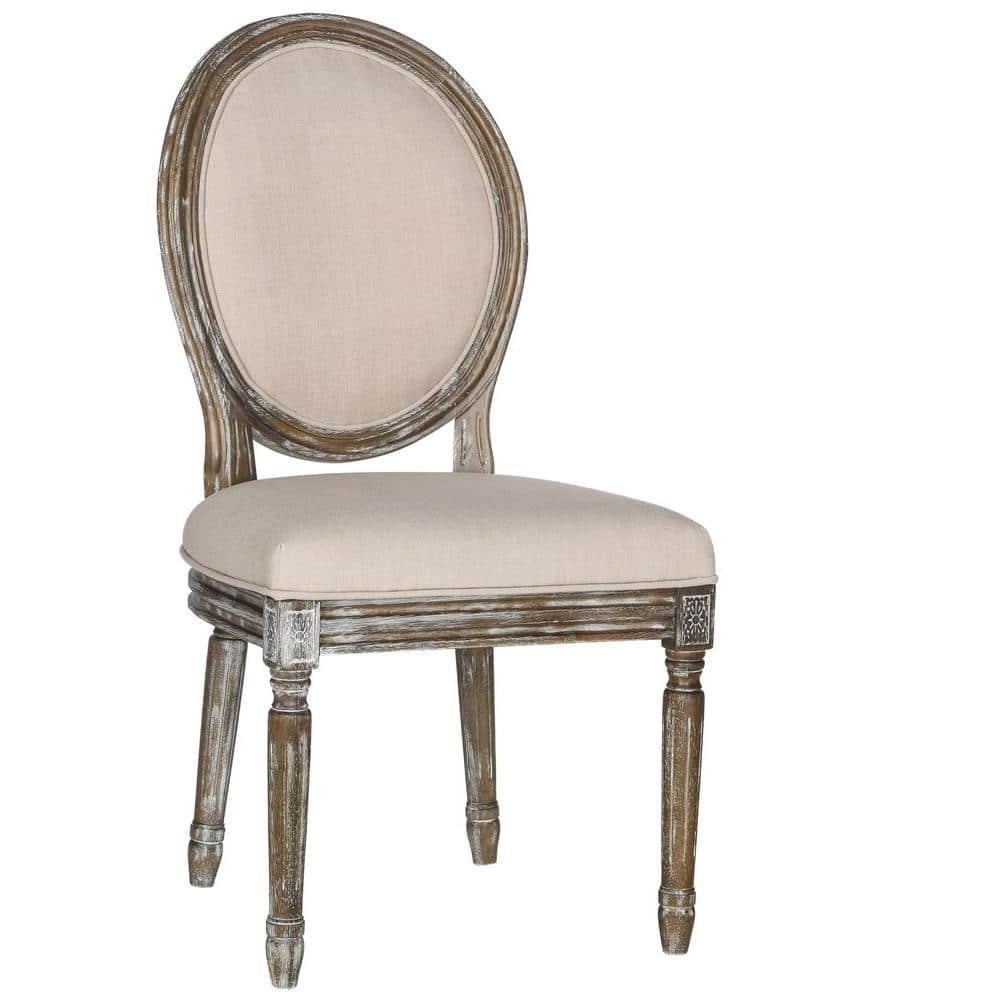 Holloway 19''H French Brasserie Oval Side Chair (Set of 2) - Beige/Rustic Oak - Safavieh