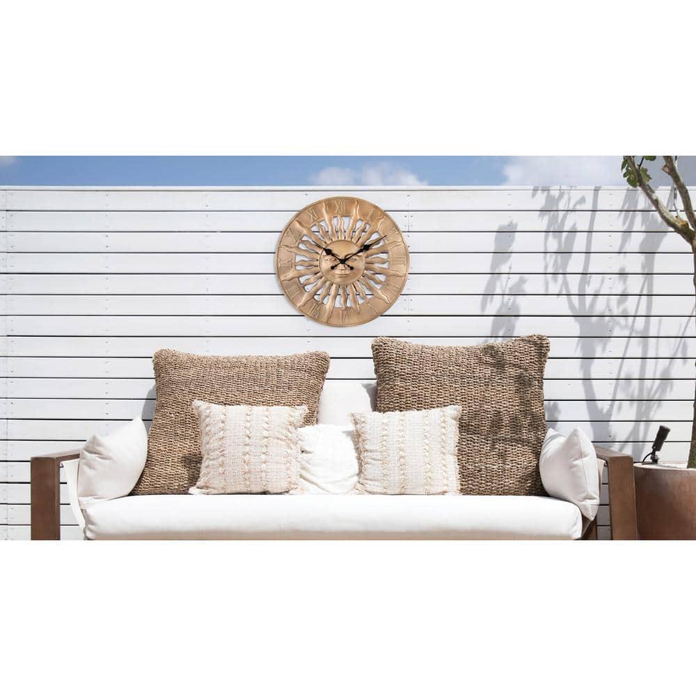 Indoor Outdoor 3-Dimensional Raised Design 14.3 in. Wall Clock with Resin Case