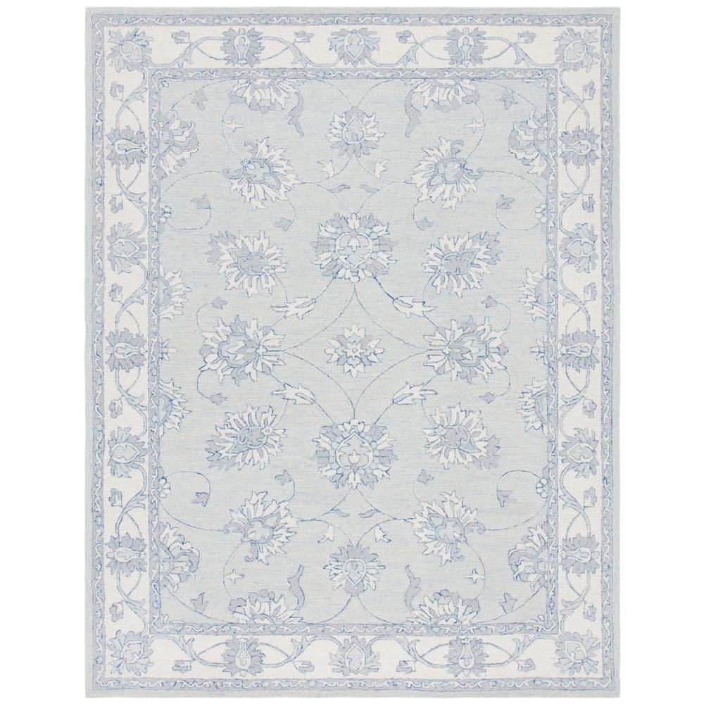 SAFAVIEH Micro-Loop Larry Oriental Area Rug, Light Blue/Ivory, 8' x 10'