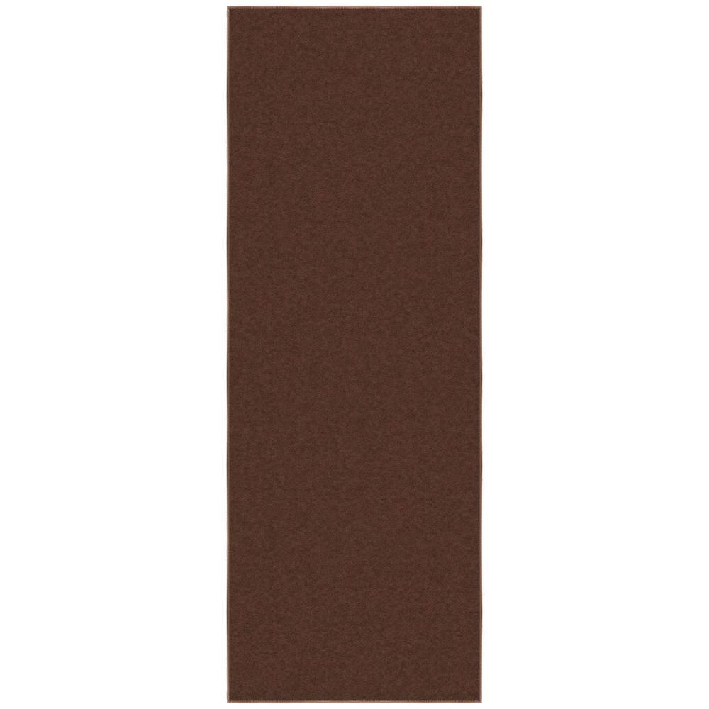 Ottomanson Non-Slip Hallway Runner Rug 2x6 Rubberback Solid Indoor Rug, 2'2" x 6', Brown