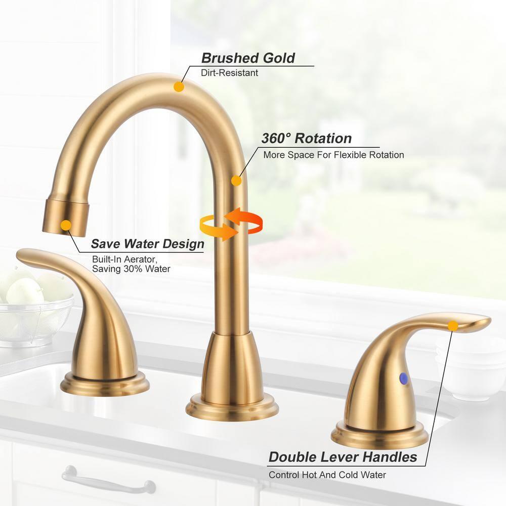 8 Inch Widespread Double Handle Bathroom Faucet With Pop-Up Drain Kit