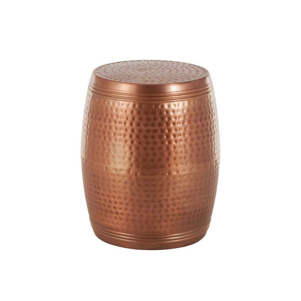 Metal Drum Copper Colored Accent Table - Olivia & May: Hammered Aluminum, Indoor Use, Fully Assembled