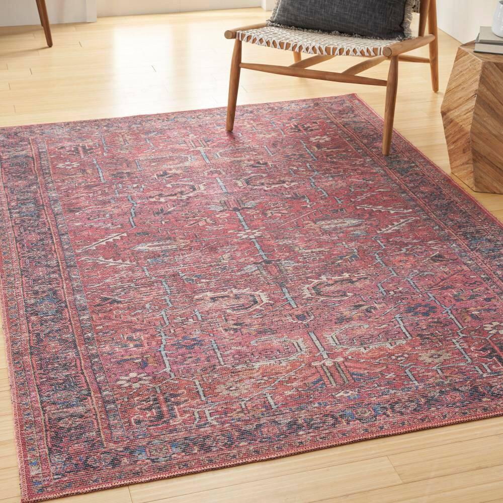 Bungalow Rose Machine Washable Oriental Red Area Rug