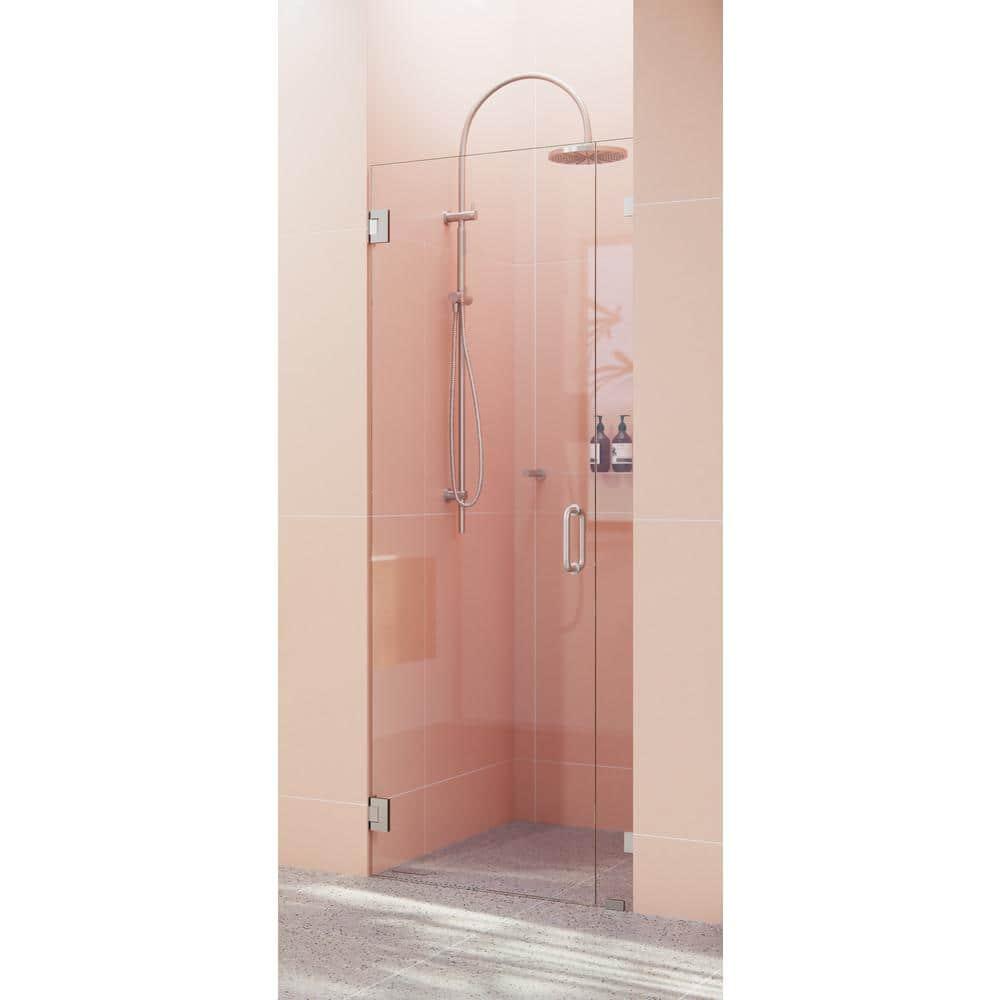 Illume 33.5 in. x 78 in. Fully Frameless Wall Hinge Shower Door