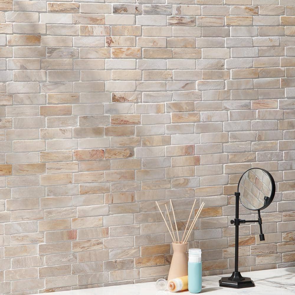 Artmore Tile Petra Brown 11-in x 12-in Tumbled Natural stone Stone look Mosaic Floor and Wall Tile ( 0.95-sq ft Piece )