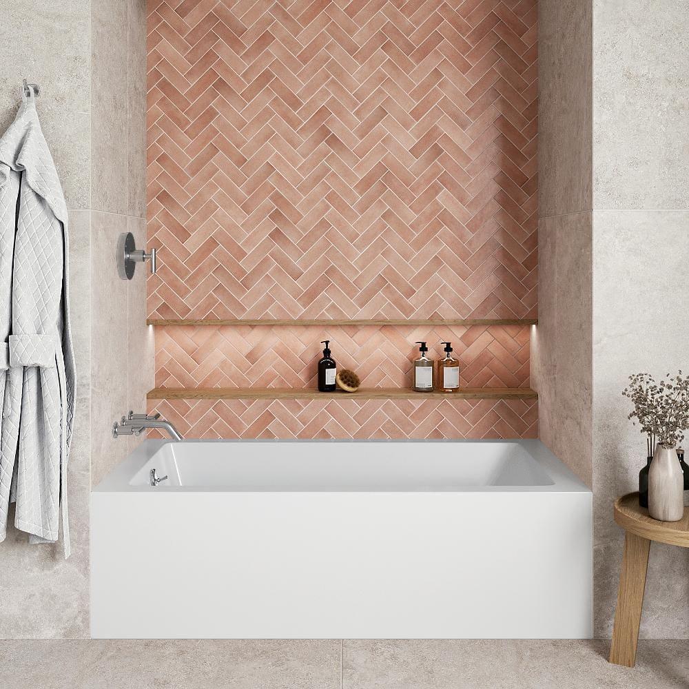 Streamline Bath Streamline 60 in. x 30 in. Acrylic Left-Hand Drain Alcove Bathtub in Glossy White With External Drain NAL-5320-CH