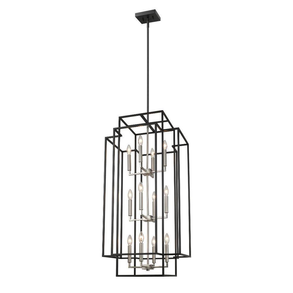 Z Lite 454-42BK-BN 42 x 20 in. 12 Light Pendant, Black & Brushed Nickel
