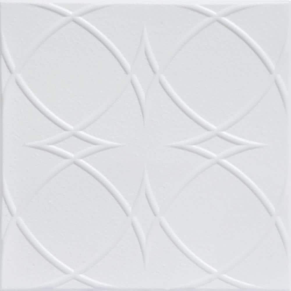 A La Maison Ceilings R82 Circles and Stars Foam Glue-up Ceiling Tile (259.2sq. ft./Case), Pack of 96, Ultra Pure White - Satin (Behr)