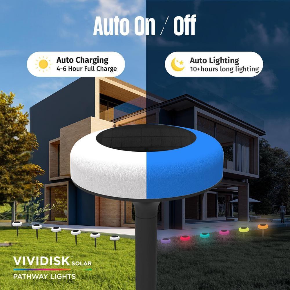 Bell + Howell Bell+Howell Color Changing Outdoor Solar Powered Garden Disk Lights, Wireless Auto On/off Lights (Set of 8)