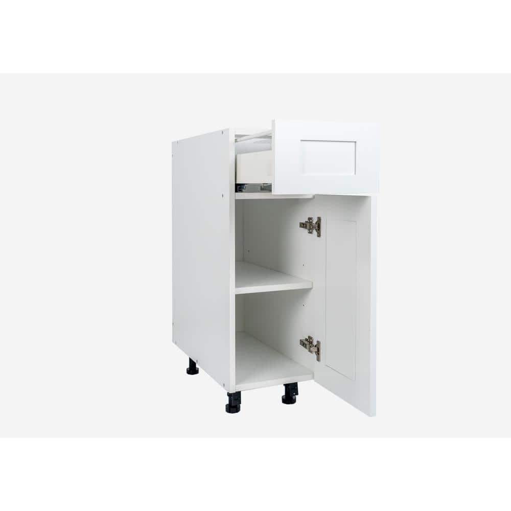 Cambridge Quick Assemble Modern Style, Shaker White 15 in. Base Kitchen Cabinet,1 Drawer