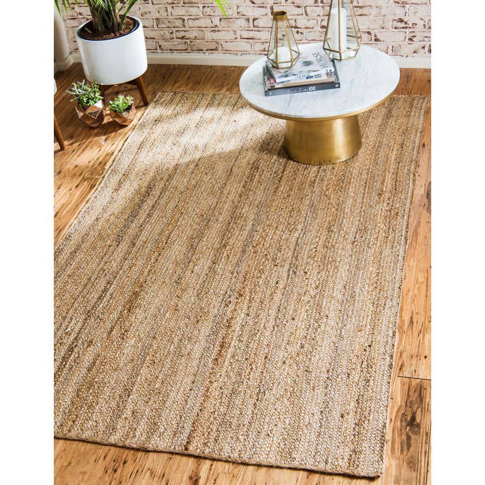 Unique Loom Braided Jute Collection Area Rug - Dhaka (8' x 10' Rectangle, Natural)