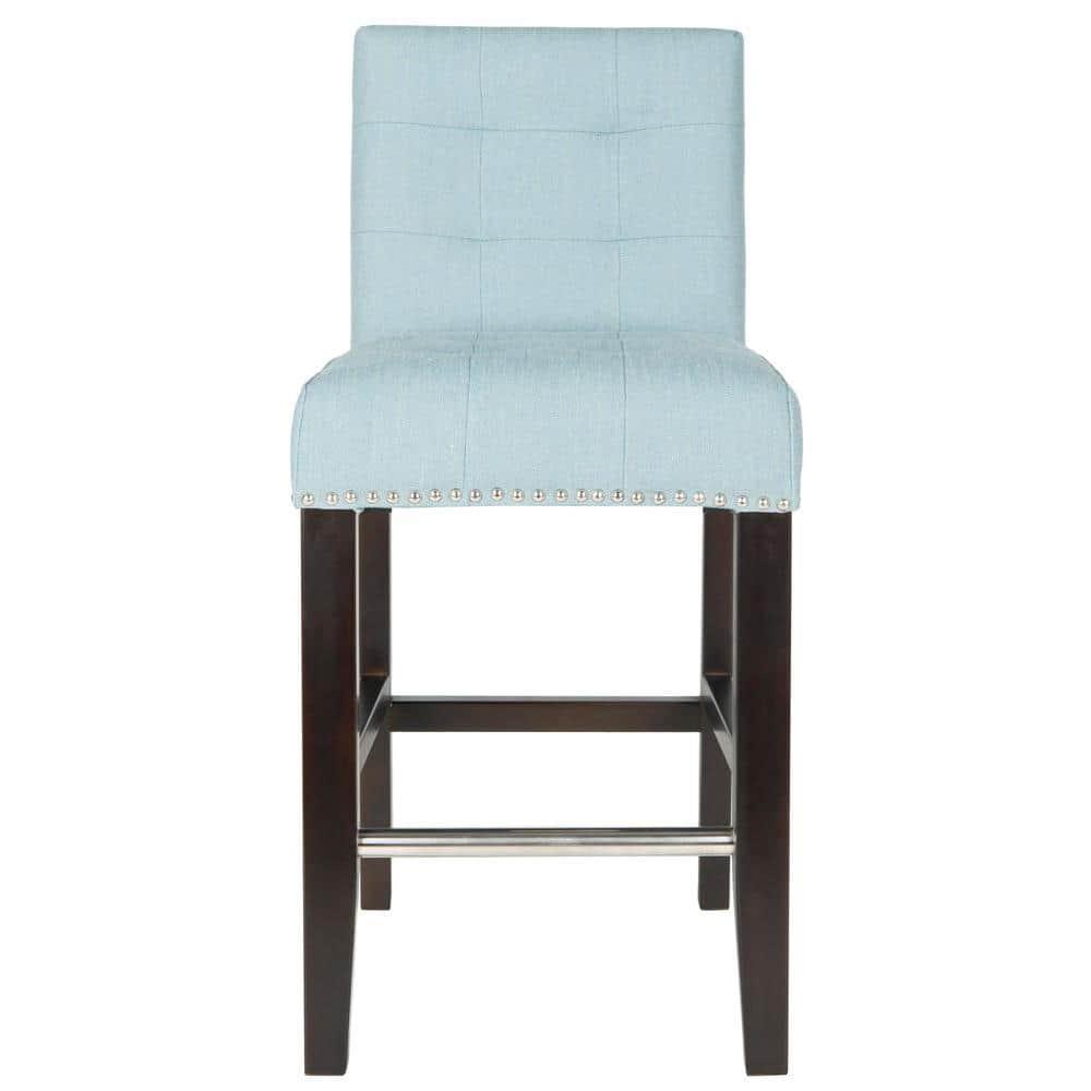 Thompson 23.9" Linen Counter Stool W/ Silver Nailheads - Sky Blue - Safavieh