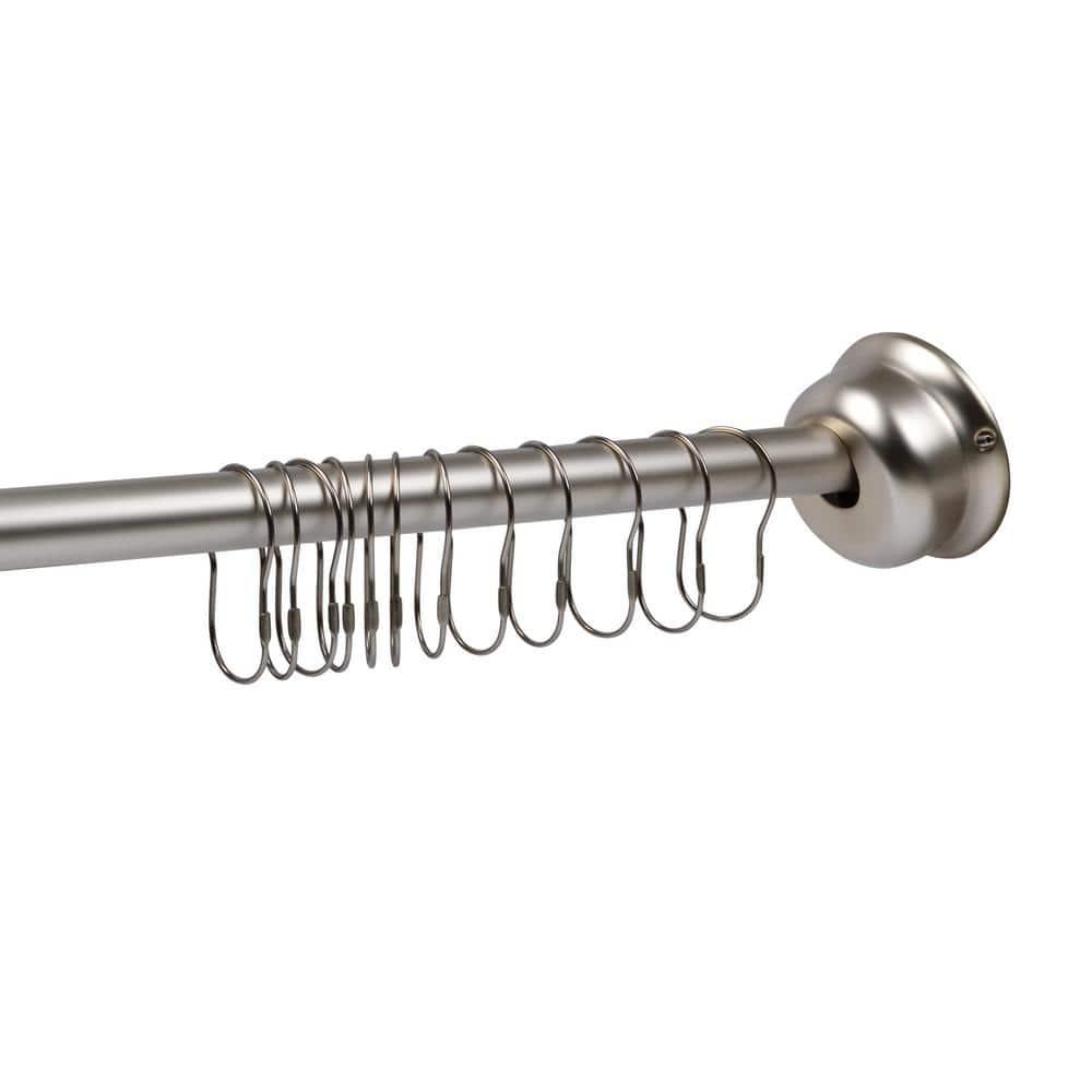 Utopia Alley Utopia Alley Rustproof Fixed Mount Single Curved Shower Rod, Aluminum, adjustable from 45" to 72" Wide