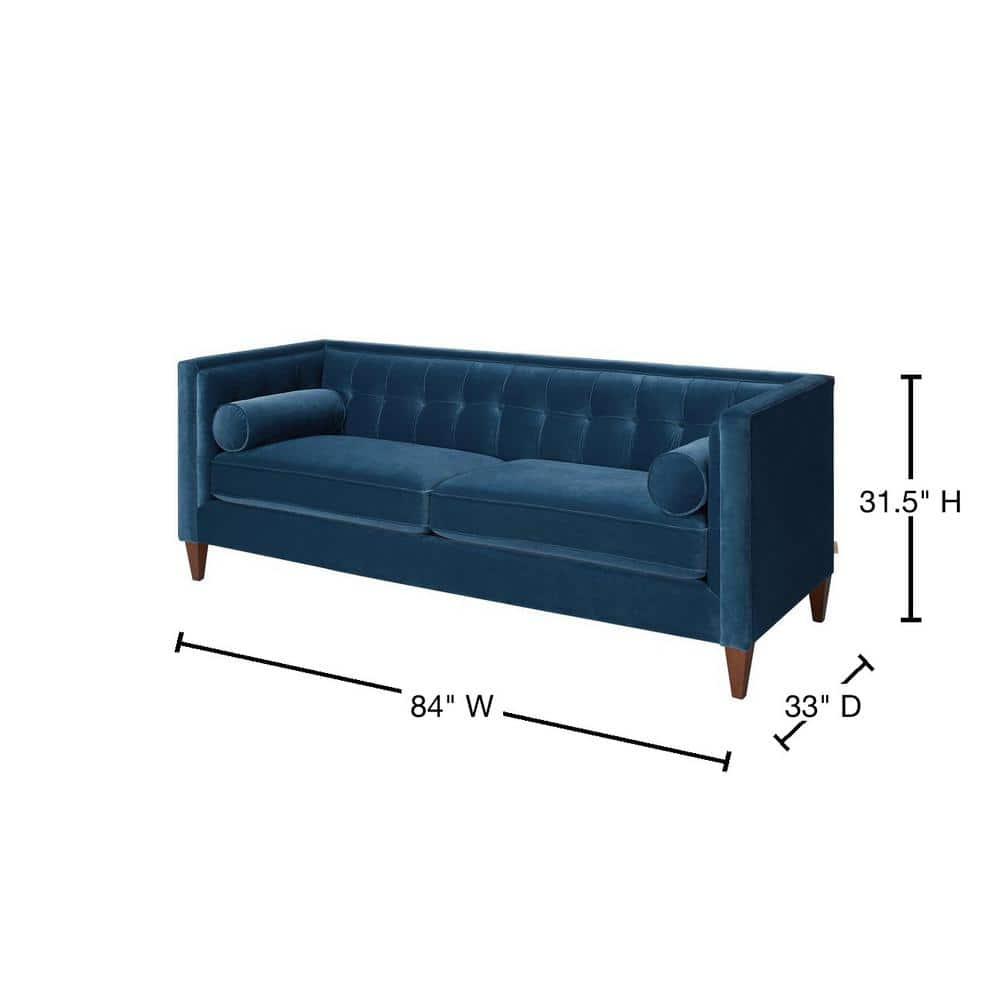 Jack 84" Tufted Tuxedo Sofa Double Cushion Satin Teal