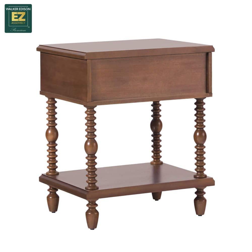 Vivienne Easy Assembly Solid Wood Spindle 1-Drawer Nightstand (Set of 2)