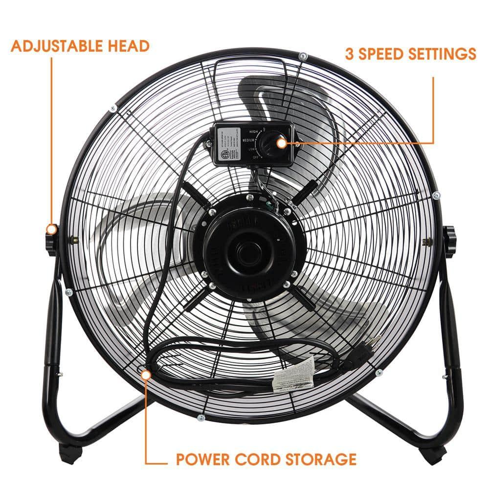 Vie Air 20" 3 Speed Motor Metal Floor Drum Fan | Wayfair