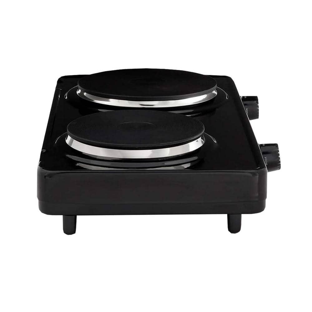 Tayama  Dual Burner Diecast Hot Plate with Temperature Controls, Black
