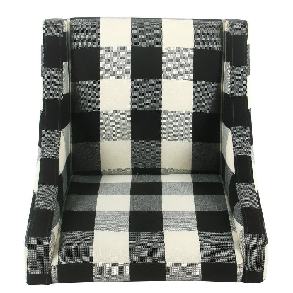 HomePop Modern Swoop Accent Armchair Black Plaid : Cotton Upholstery, Wood Legs, Foam Fill, No Assembly Required