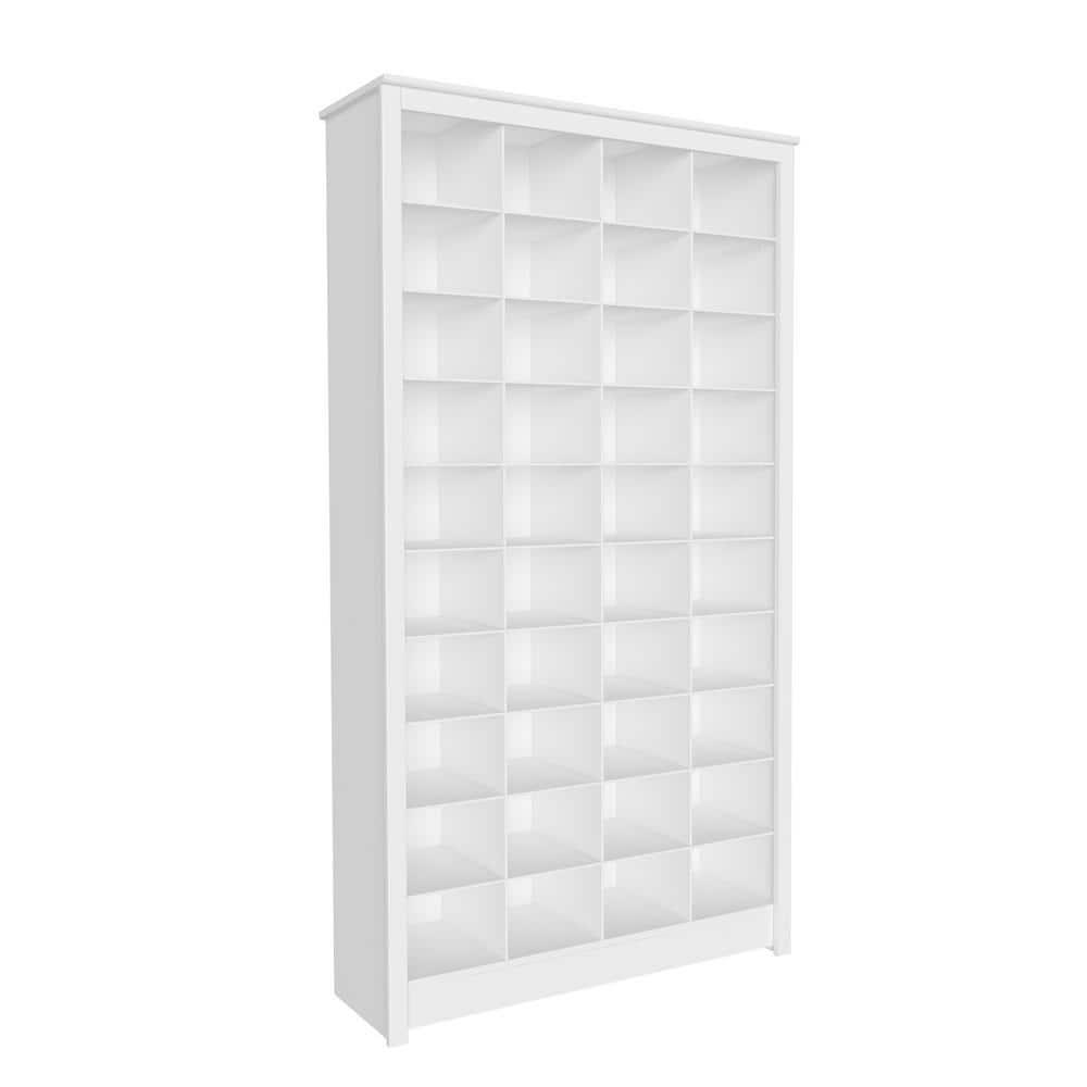 Prepac White Tall Storage Cabinet, Shoe Cabinet, Cube Storage Organizer with 40 Shoe Cubbies 13"D x 39.5" W x 72.5" H, WUSG-0011-1