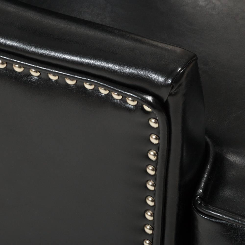 Christopher Knight Home Canterburry High Back Bonded Leather Wing Chair by  Club Chairs Black