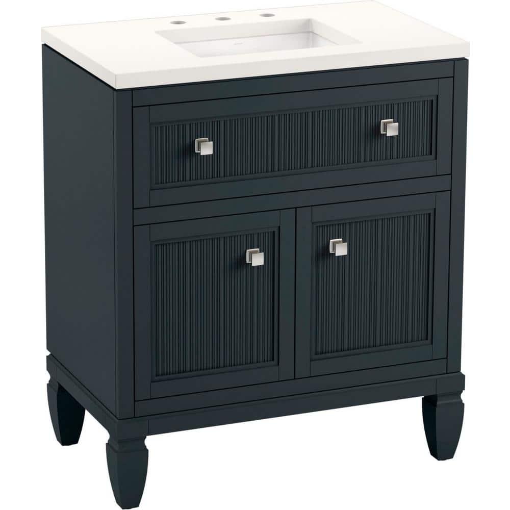 Hearthaven 30'' Free Standing Single Bathroom Vanity Cabinet with Sink and Quartz Top