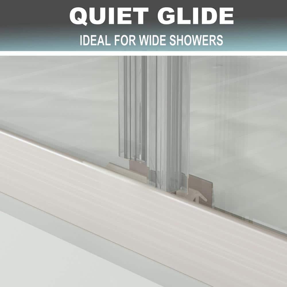 44-48 in.W x 72 in.H Semi-Frameless Sliding Shower Door In Brushed Nickel Finish, 1/4 in.(6mm) Clear Tempered Glass.