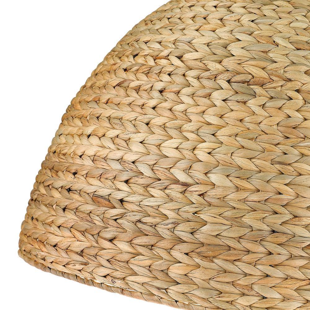 Golden Lighting Rue 8-Light Chandelier in Matte Black with Woven Sweet Grass