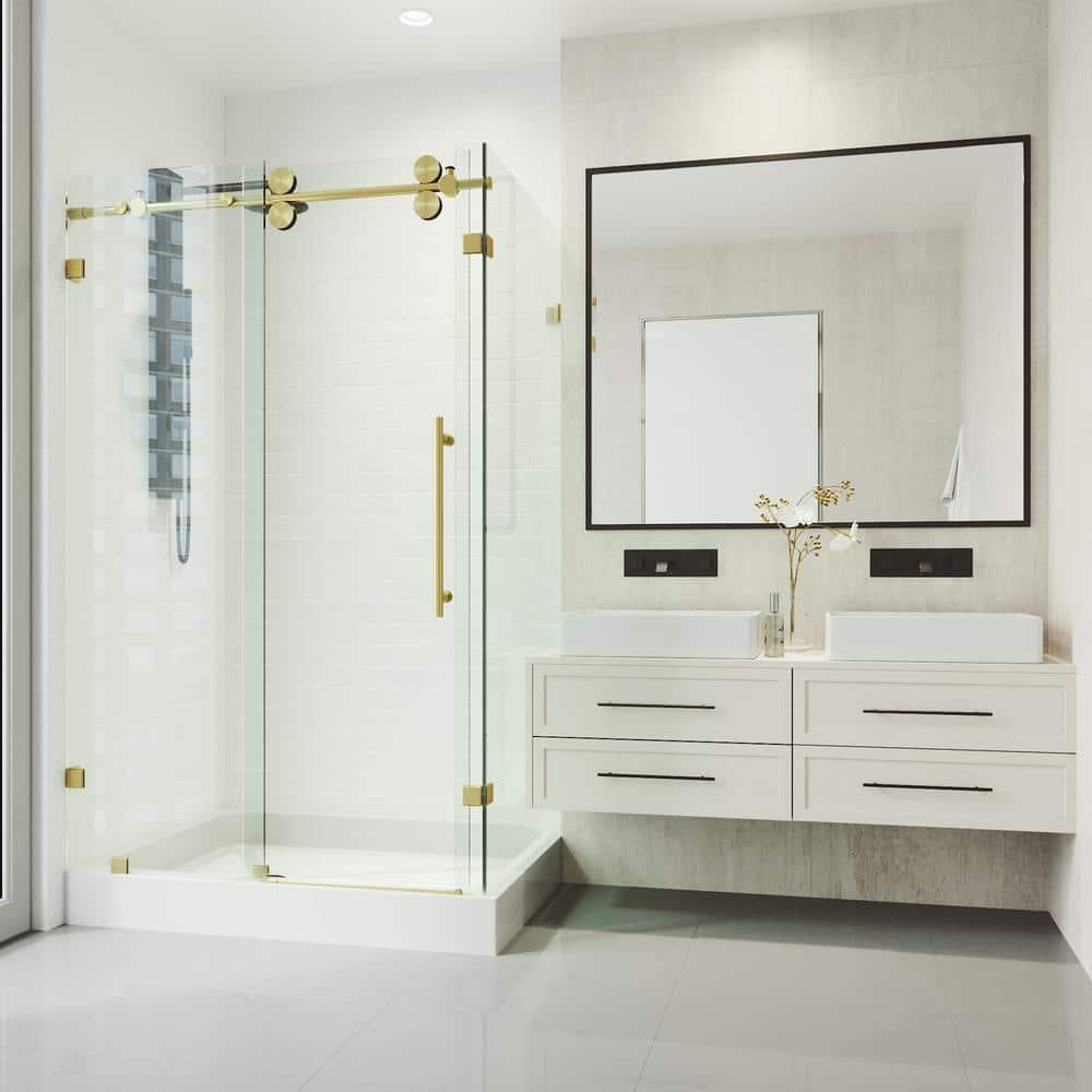 VIGO Winslow 48" W x 36" D x 80" H Sliding Frameless Shower Enclosure with 3/8  Clear Glass&Base VG6051MGCL48WL