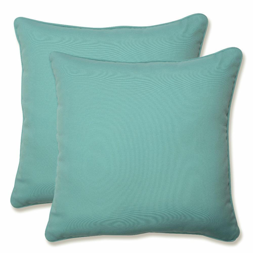 18.5" 2pk Radiance Pool Throw Pillows Blue - Pillow Perfect: Weather & Fade-Resistant, Modern Square Design, Indoor/Outdoor Use