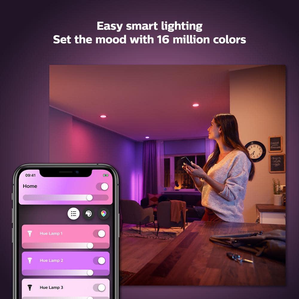 Philips Hue Slim 6-inch Downlight, White & Color Ambiance (Bluetooth Compatible), Voice Control with Alexa, Apple HomeKit & Google Assistant