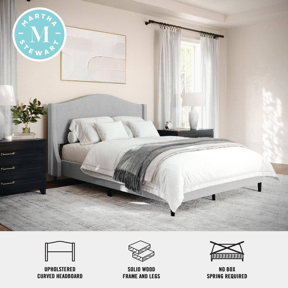 Martha Stewart Martha Stewart Amelia Upholstered Platform Bed With Curved Headboard