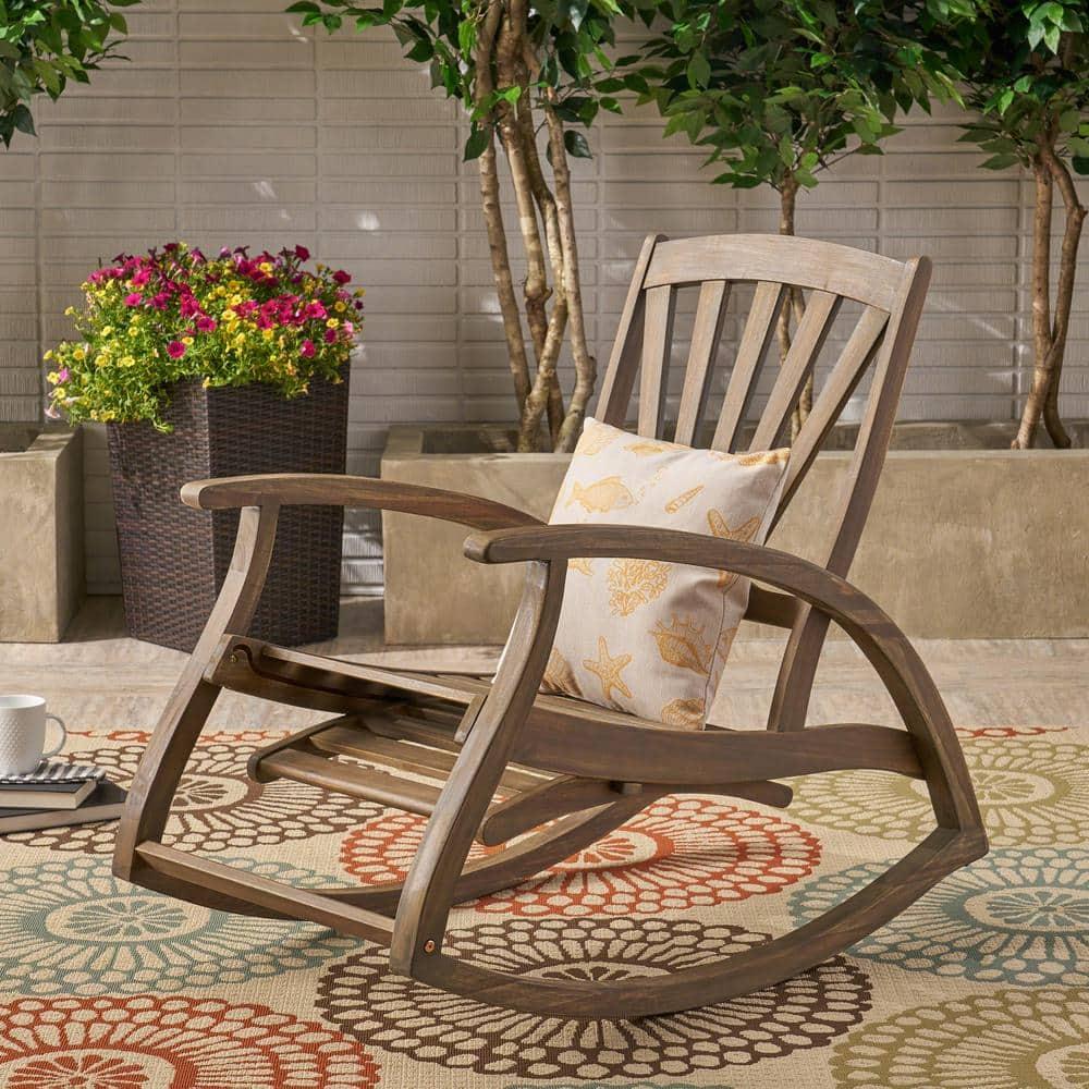 Highland Dunes Outdoor Cathleen Rocking  Solid Wood Chair