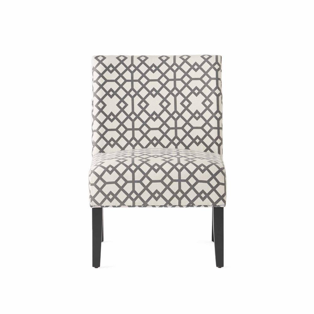 Kassi Accent Chair Gray Geometric Patterned - Christopher Knight Home: Polyester Upholstery, Rubberwood Frame